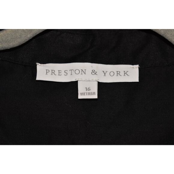 PRESTON & YORK $99 Black Short Sleeve Linen Blend Collared Shift Dress Size 16 - Picture 3 of 3